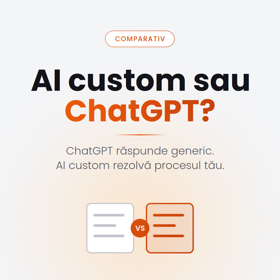 AI custom vs ChatGPT/Copilot — diferențe pentru firme